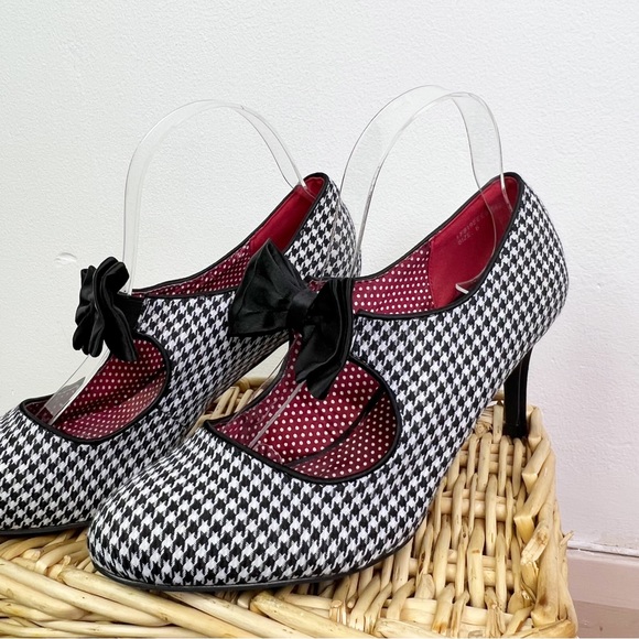 Joe Browns Black & White Houndstooth Bow Stiletto Court Shoes Heels UK Size 6 - Picture 3 of 9